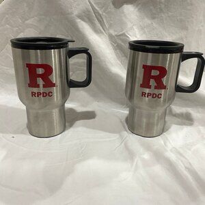 Lot of 2 NEW Insulated Rutgers RPDC Stainless Steel 14 ounce Travel Mugs